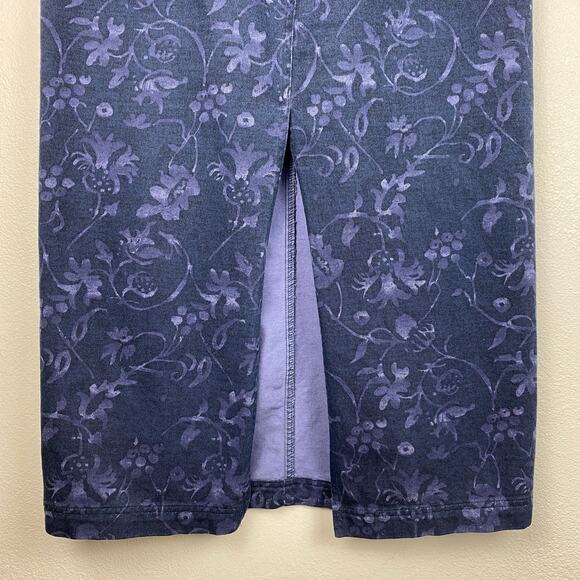 Vintage Jones Wear Sport Floral Denim Midi Skirt with Floral Painted Pattern 10 - Picture 7 of 8